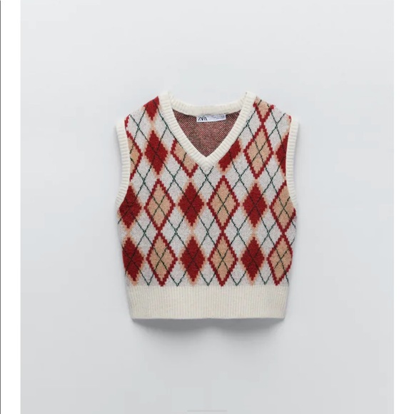 Zara | Sweaters | Zara Argyle Knit Vest 
